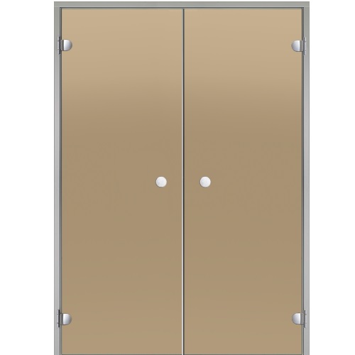 Дверь двойная Harvia ALU 13x21 стекло бронза